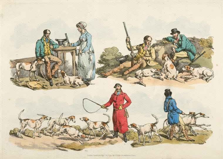 Art Print : 1817, Scenes of The Hunters' Life. - Vintage Wall Art