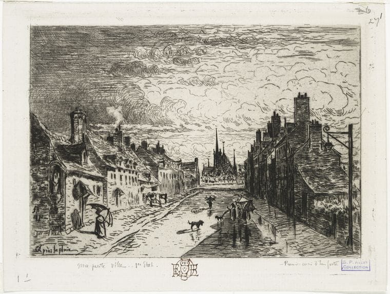Art Print : 1872, Ma Petite Ville. - Vintage Wall Art