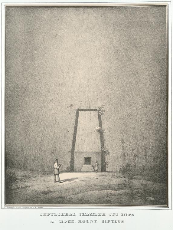 Art Print : 1842, Sepulchral Chamber, in The Rock, Mount Sipylus. - Vintage Wall Art