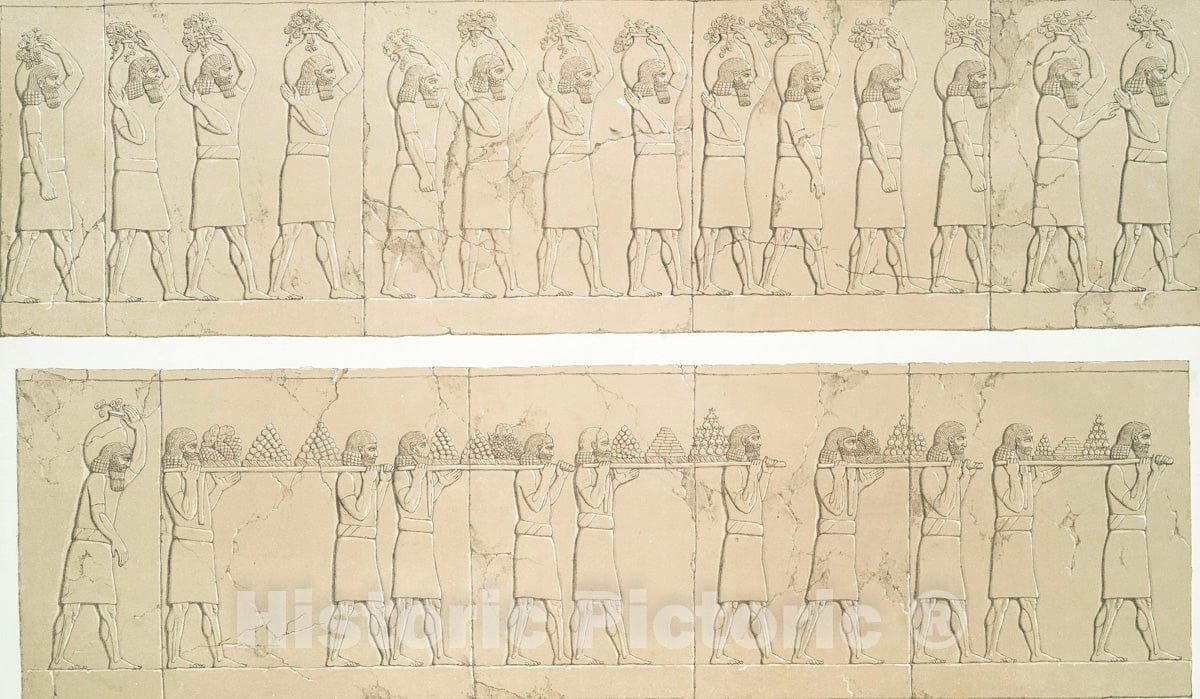Art Print : 1853, Men Carrying Fruit, (Kouyunjik) [Quyunjik]. - Vintage Wall Art