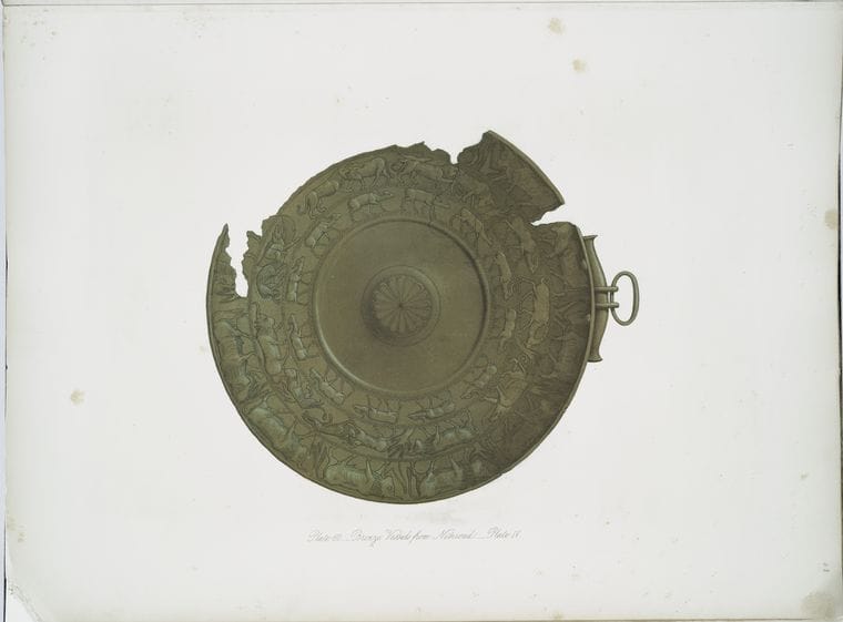 Art Print : 1853, Bronze Vessels from Nimroud [Nimrud] (Plate IV.) - Vintage Wall Art