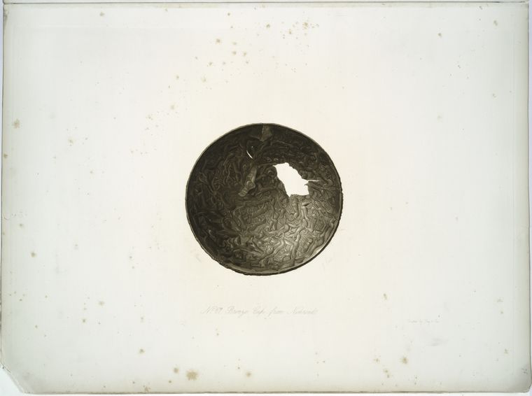 Art Print : 1853, Bronze Cup from Nimroud [Nimrud]. - Vintage Wall Art