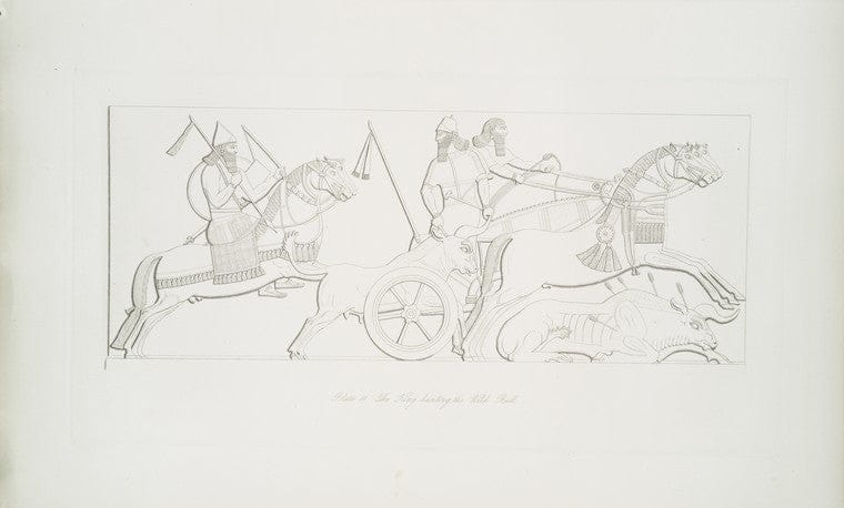 Art Print : 1849, The King Hunting The Wild Bull. - Vintage Wall Art