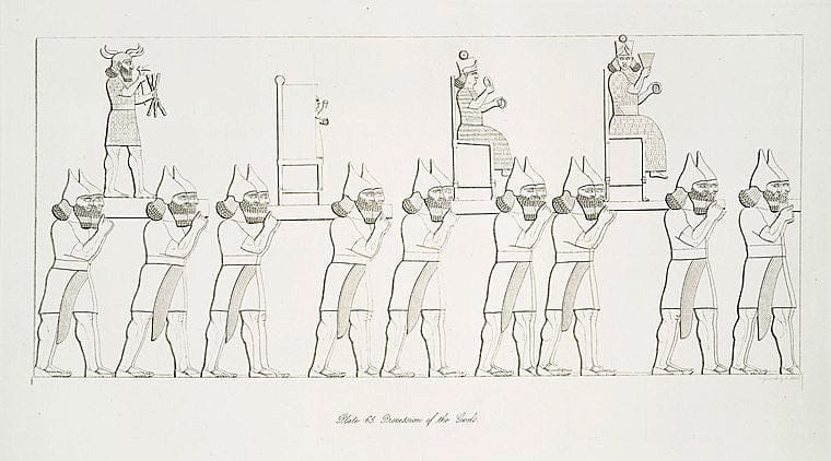 Art Print : 1849, Procession of The Gods. - Vintage Wall Art