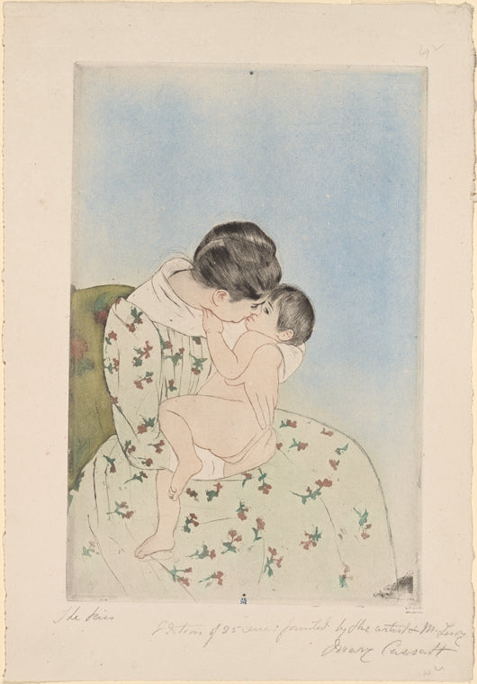 Art Print : Mother's kiss, 1891 - Vintage Wall Art