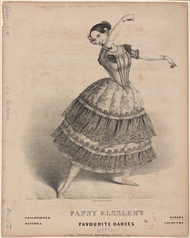 Art Print : Fanny Elssler's Favourite Dances. Cracovienne, Gitana, Mazurka, Cachucha, 1810 - Vintage Wall Art
