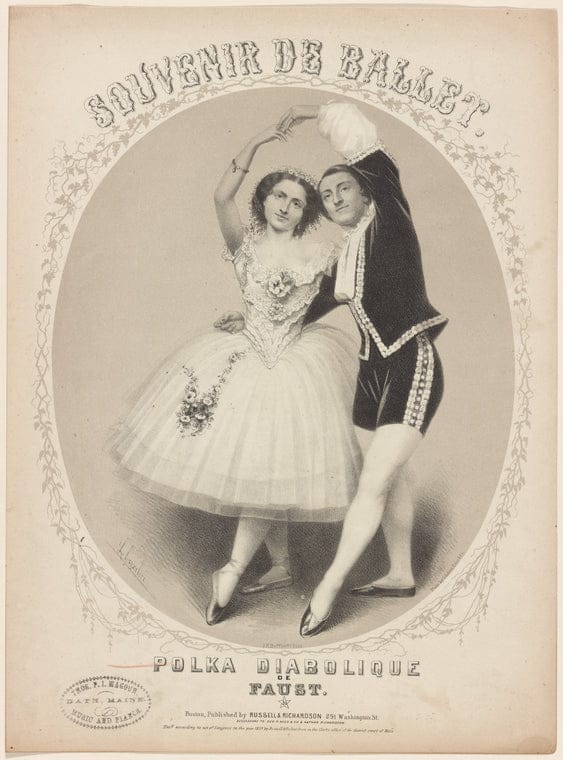 Art Print : Mlle. [Louise] Lamoreux and Signor [Filippo] Barrati. de Faust, 1857 - Vintage Wall Art
