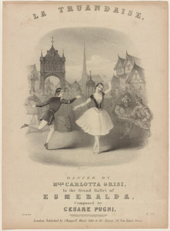 Art Print : La truandaise, Danced by Mlle. Carlotta Grisi, in The Grand Ballet of Esmeralda, Composed by Cesare Pugni, 1819 - Vintage Wall Art