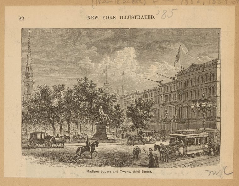Art Print : Madison Square and Tower, New York, 1911 - Vintage Wall Art