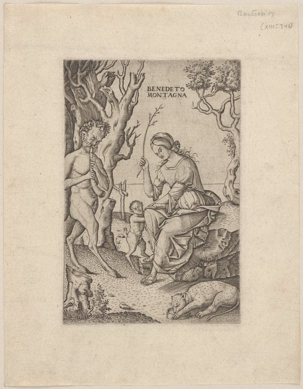 Art Print : Satyr Carrying a Vase with Snakes, and Children Attacking a Dragon, 1601-1700 - Vintage Wall Art