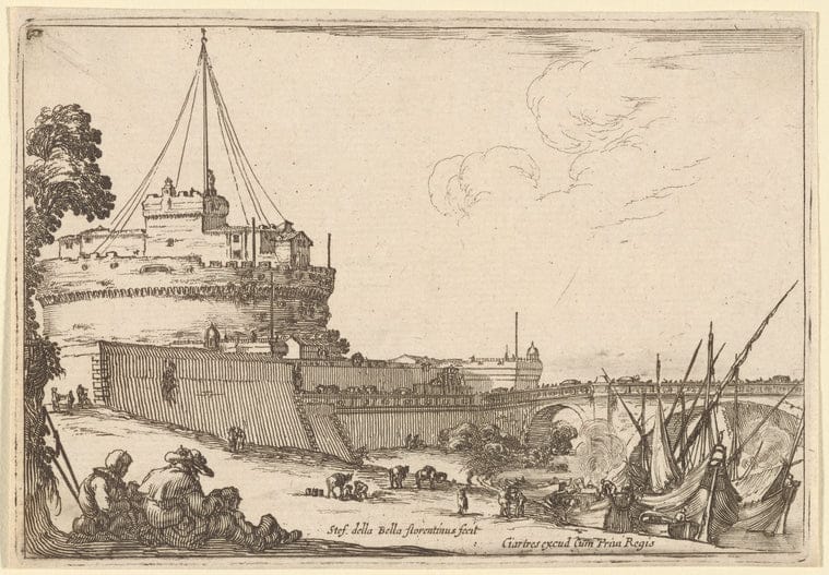 Art Print : Le Chateau et le pont Saint-Ange, a Rome, 1601-1700 - Vintage Wall Art
