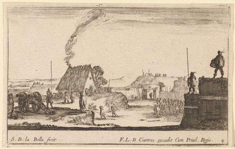 Art Print : Un Soldat qui bat le Tambour et une sentinelle sont debout sur un rempart qu'on voit a Droite, 1601-1700 - Vintage Wall Art