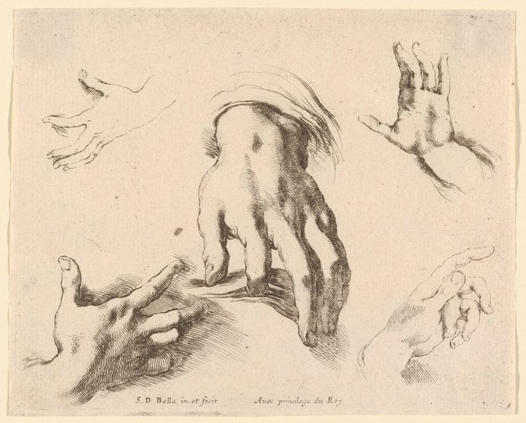Art Print : Au milieu, le Dessus d'une Main Gauche. (5), 1601-1700 - Vintage Wall Art