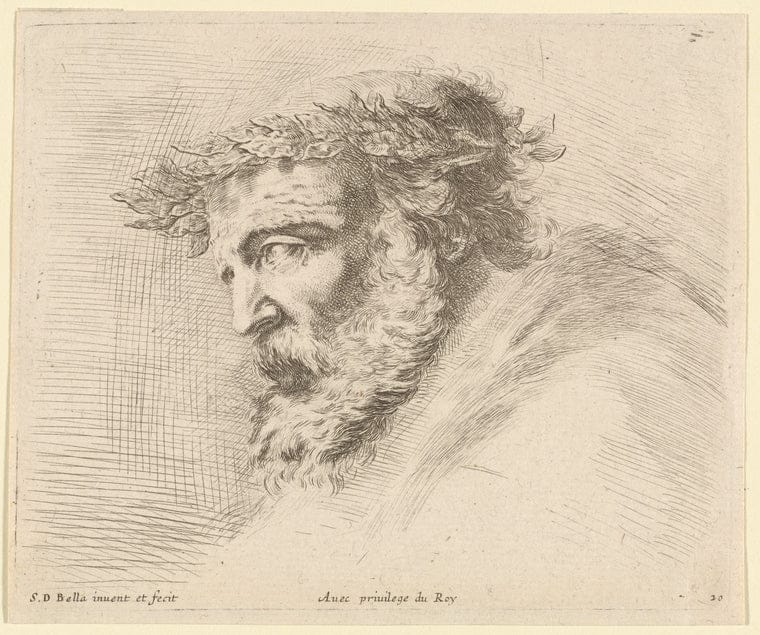 Art Print : Tete de vieillard avec Barbe, tourne de profil a Gauche, 1601-1700 - Vintage Wall Art