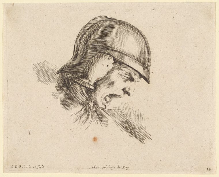 Art Print : Tete de Soldat effraye, qui crie, 1601-1700 - Vintage Wall Art