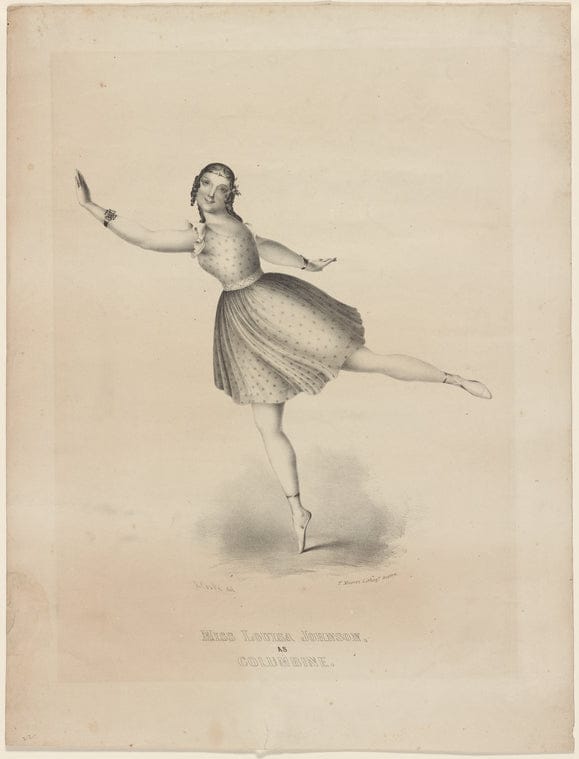 Art Print : Miss Louisa Johnson as Columbine, 1832 - Vintage Wall Art