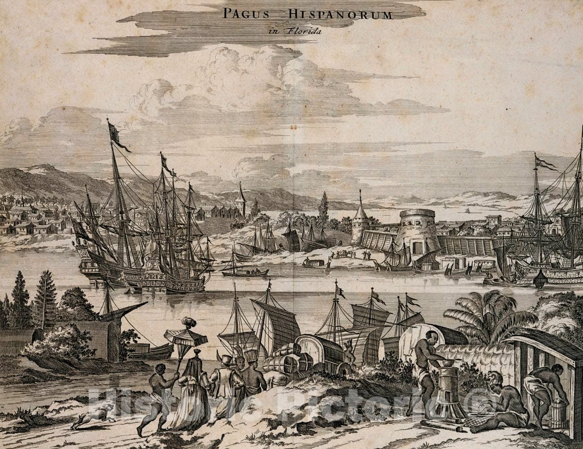 Art Print : 1671, Pagus Hispanorum in Florida. [St. Augustine.] - Vintage Wall Art