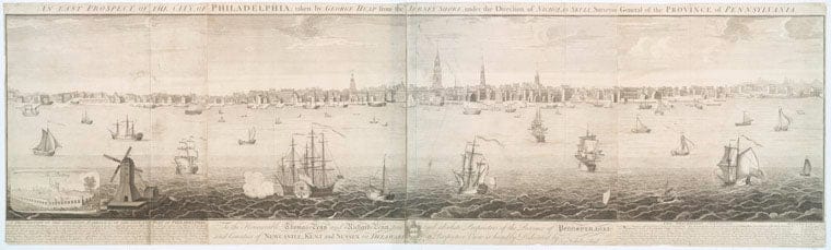 Art Print : 1754, an East Prospect of The City of Philadelphia. - Vintage Wall Art