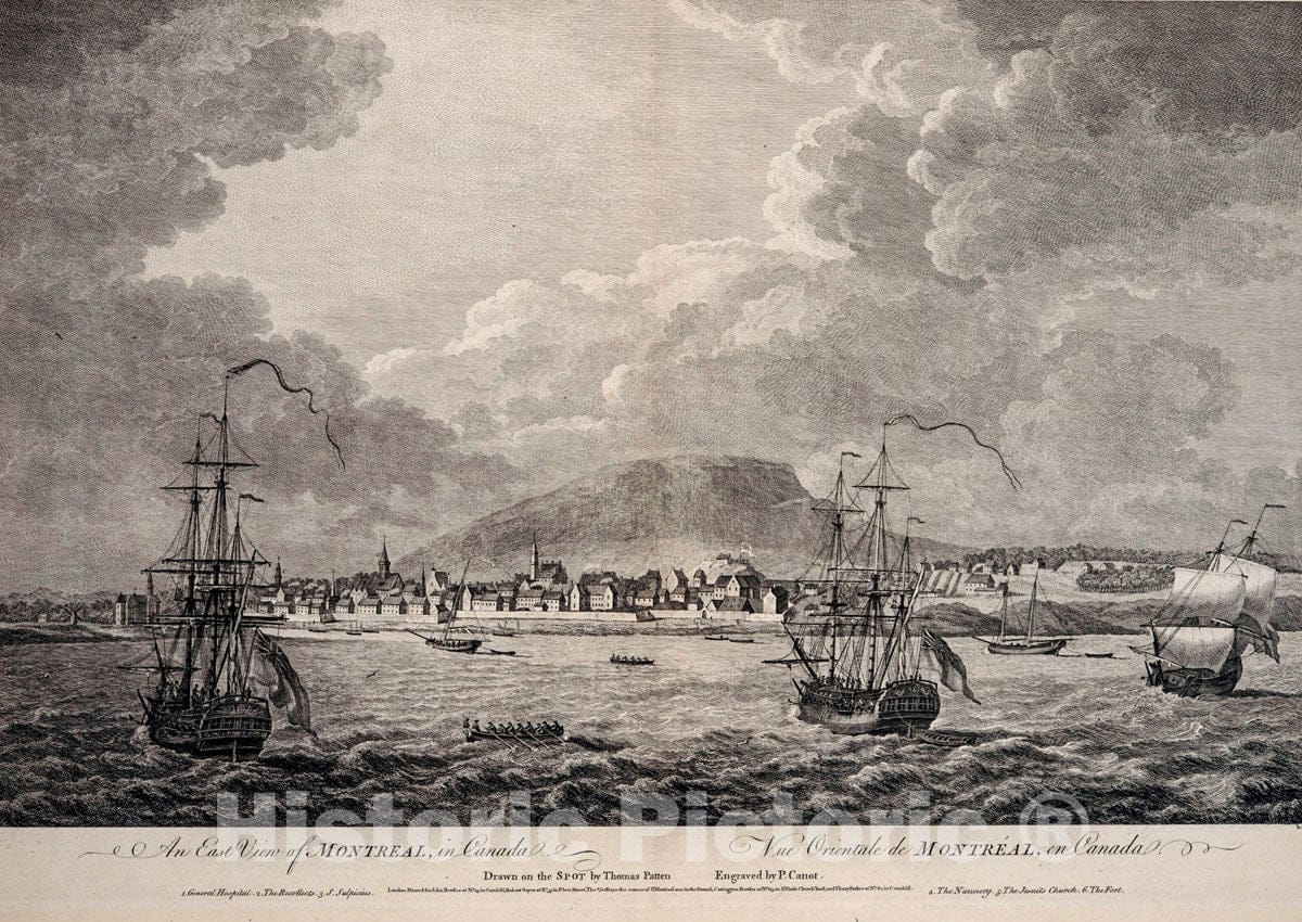 Art Print : 1762, an East View of Montreal, in Canada = Vue orientale de Montreal, en Canada. - Vintage Wall Art