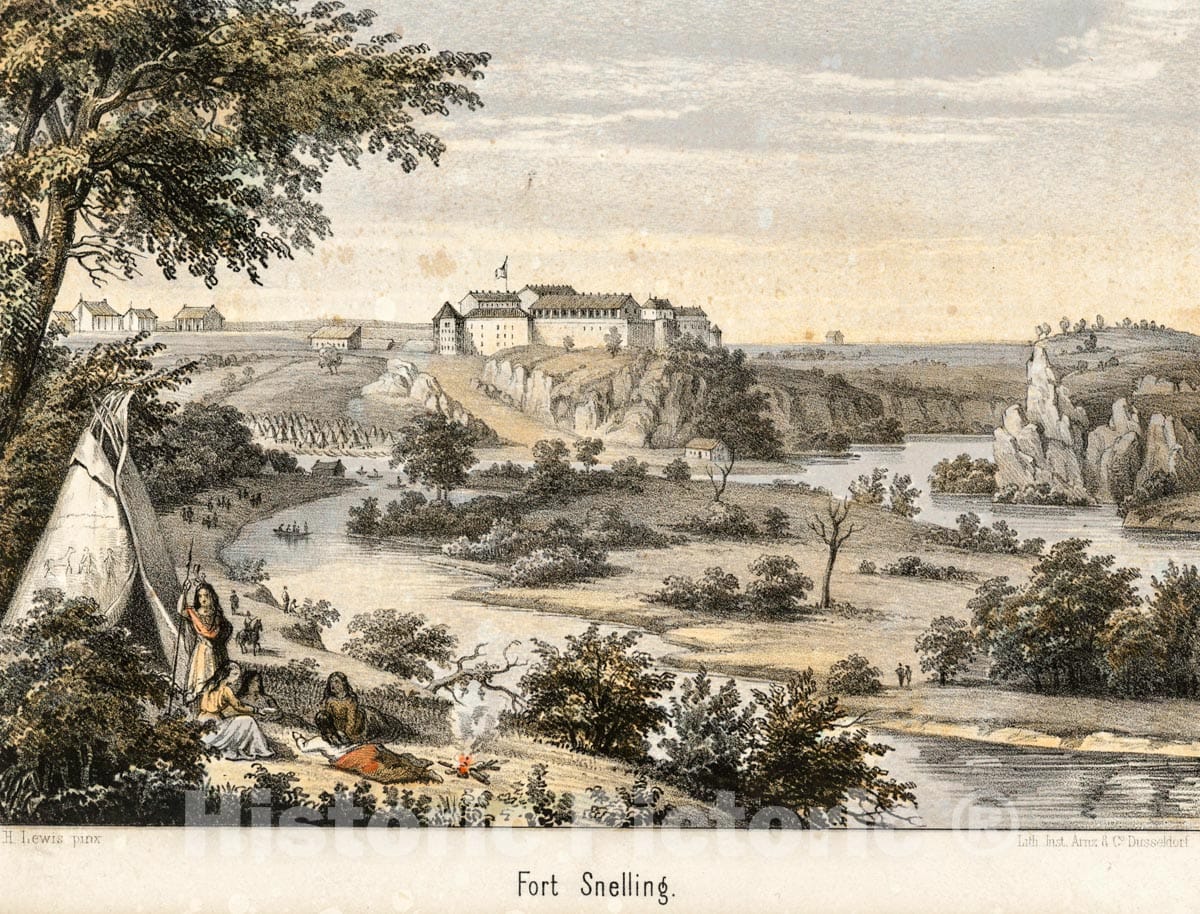 Art Print : 1854, Fort Snelling. - Vintage Wall Art