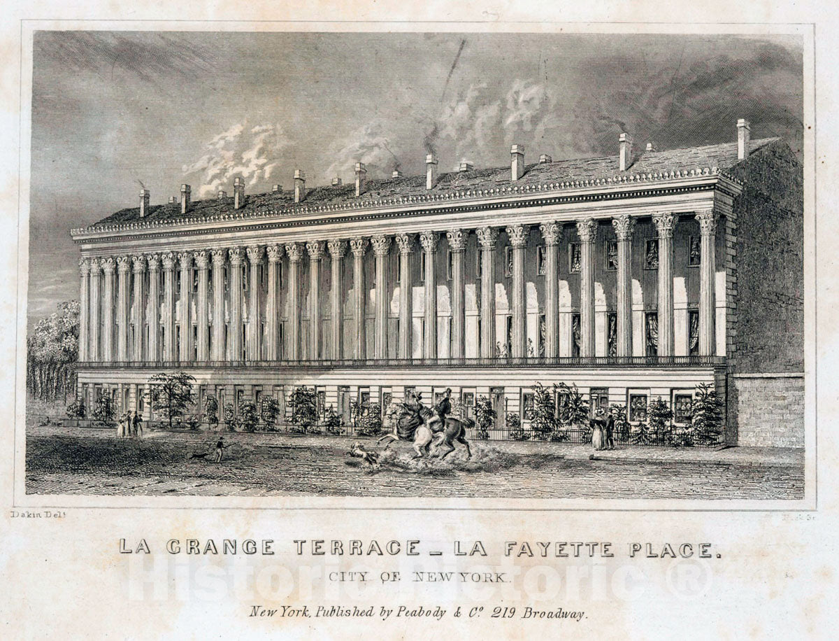 Art Print : 1831, La Grange Terrace, La Fayette Place, City of New York. - Vintage Wall Art