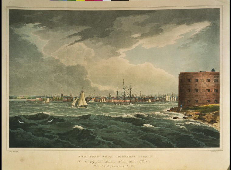 Art Print : 1820, New York, from Governors Island. - Vintage Wall Art