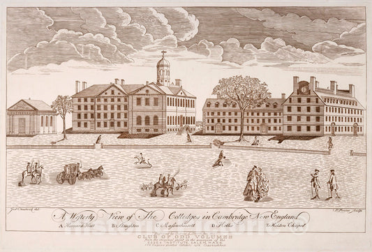 Art Print : 1916, A Westerly View of The Colleges in Cambridge New England. - Vintage Wall Art