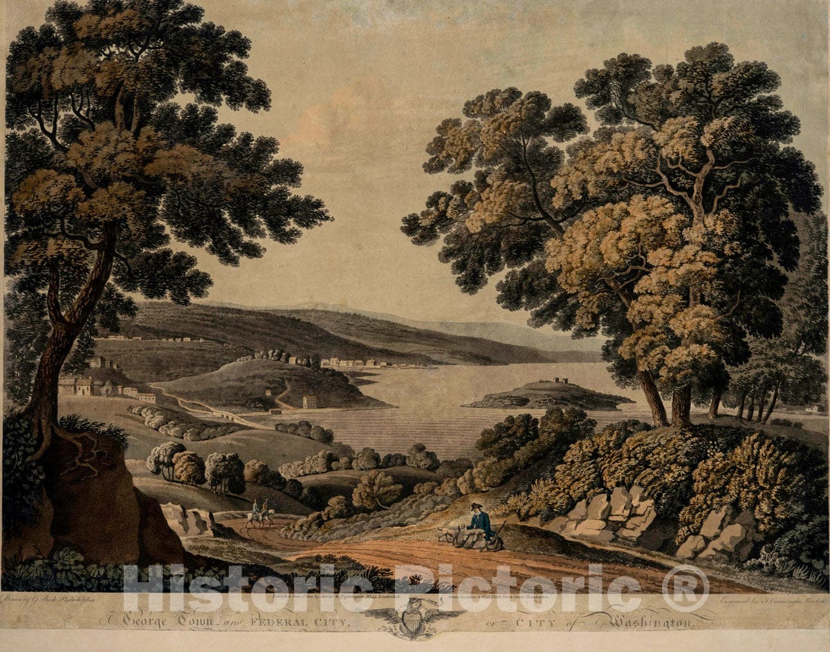 Art Print : 1801, George Town and Federal City, or City of Washington. - Vintage Wall Art