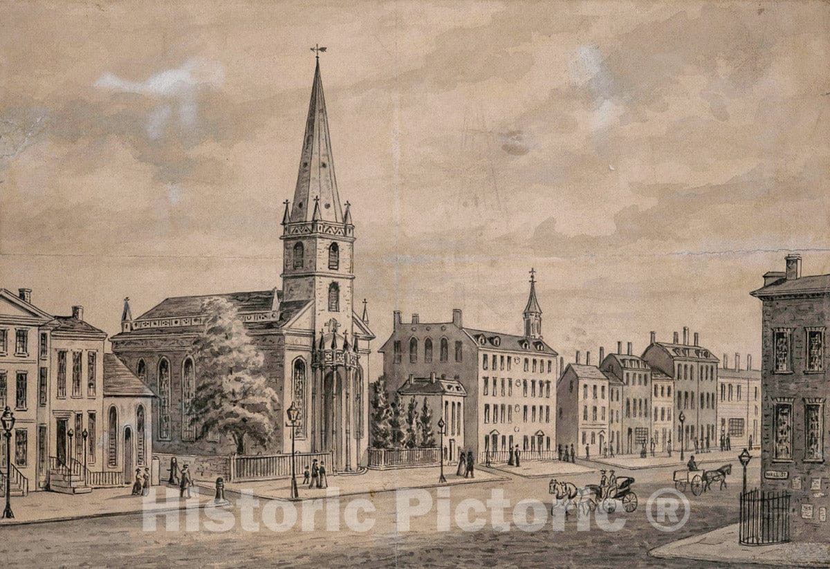 Art Print : Trinity Church at The Head of Wall Street. - Vintage Wall Art
