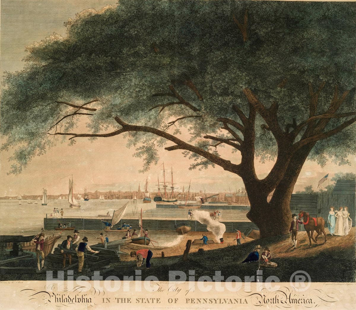 Art Print : 1801, The City of Philadelphia in The State of Pennsylvania North America. - Vintage Wall Art