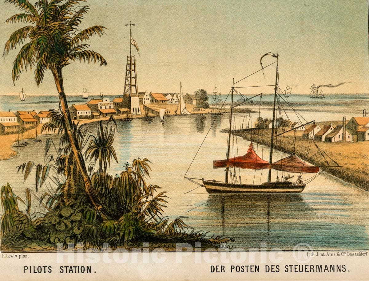 Art Print : 1854, Pilots Station. - Vintage Wall Art