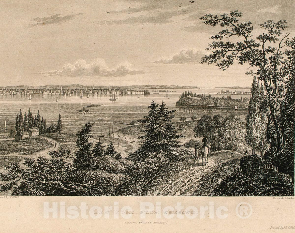 Art Print : 1831, Plate 16th. New York, from Weehawk. - Vintage Wall Art