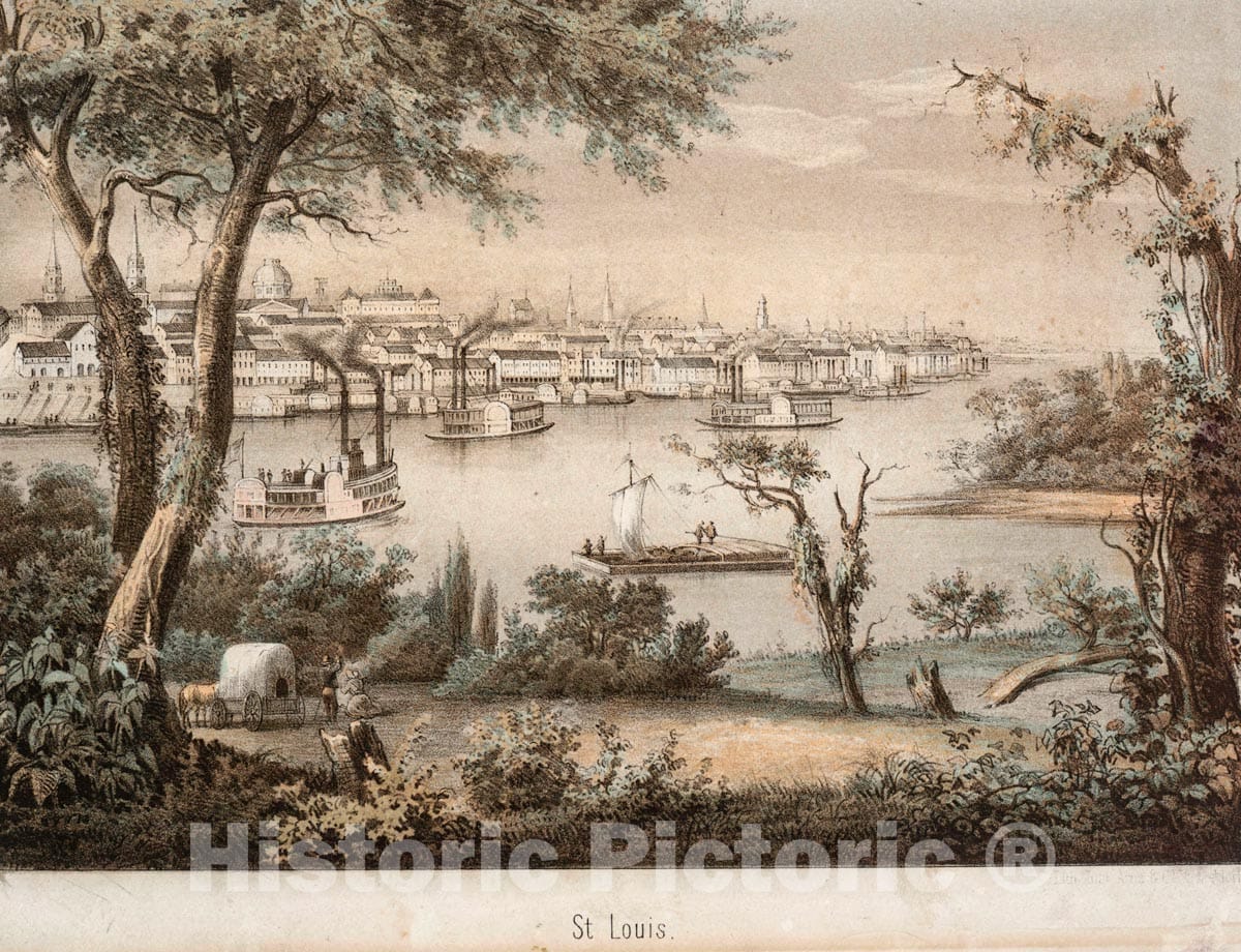 Art Print : 1854, St Louis. - Vintage Wall Art