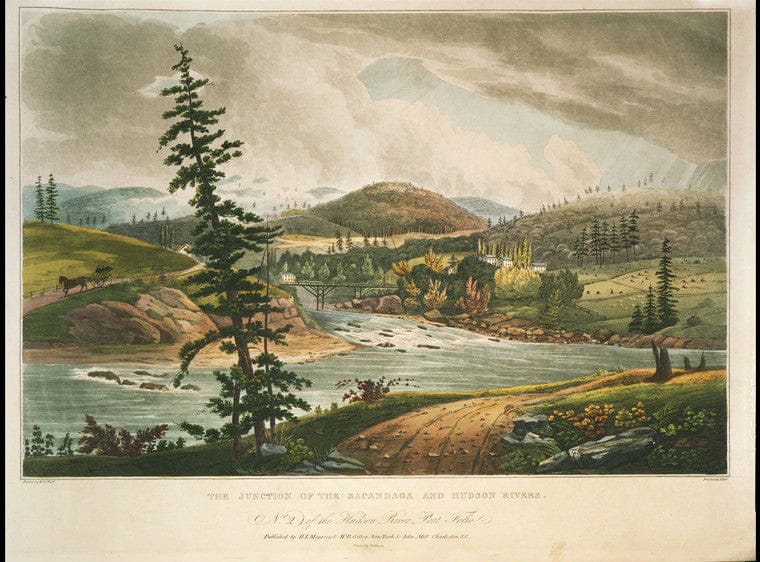 Art Print : 1820, The Junction of The Sacandaga and Hudson Rivers. - Vintage Wall Art