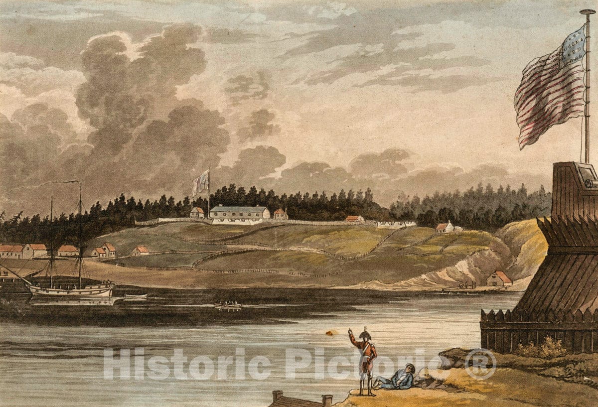Art Print : 1813, [A View of Fort George, Upper Canada, from Old Fort Niagara.] - Vintage Wall Art
