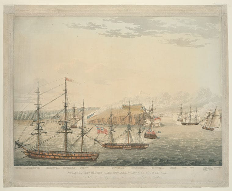 Art Print : 1815, Attack on Fort Oswego, Lake Ontario, N. America. - Vintage Wall Art