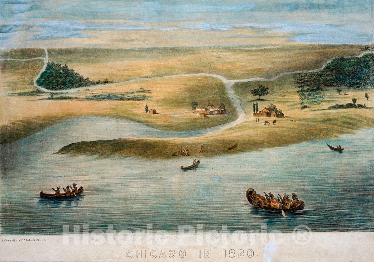 Art Print : 1857, Chicago in 1820. - Vintage Wall Art