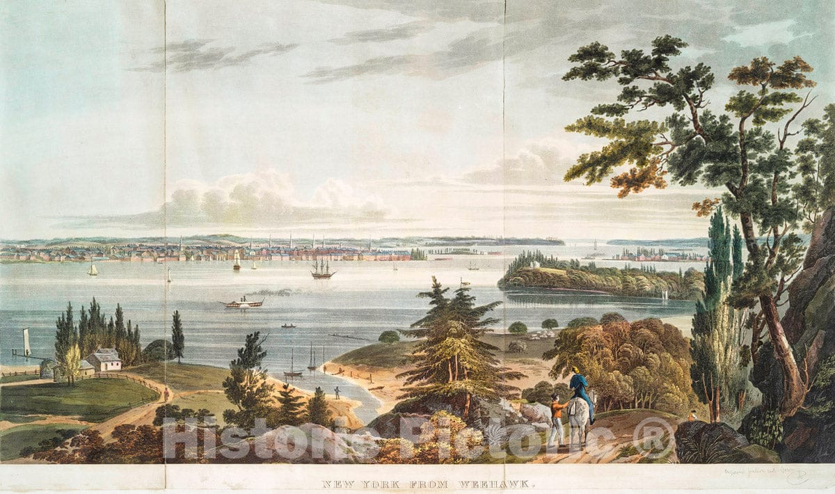 Art Print : 1823, New York from Weehawk. - Vintage Wall Art