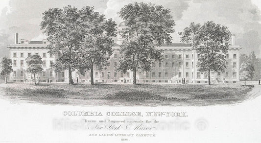 Art Print : 1828, Columbia College, New-York. - Vintage Wall Art V2