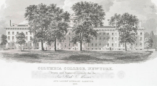 Art Print : 1828, Columbia College, New-York. - Vintage Wall Art V1