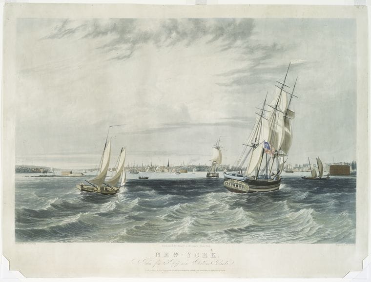 Art Print : 1836, New-York. Taken from The Bay Near Bedlows Island. - Vintage Wall Art
