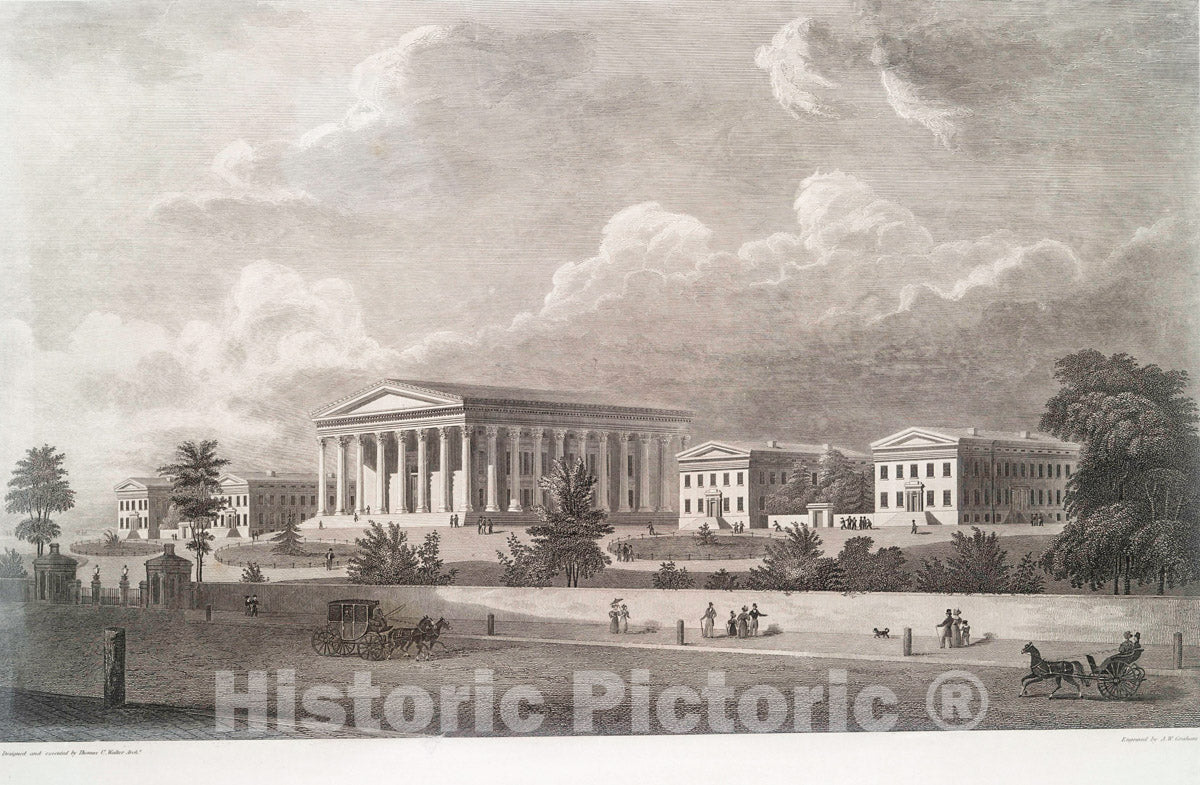 Art Print : 1835, Girard College for Orphans at Philadelphia. Penn. - Vintage Wall Art