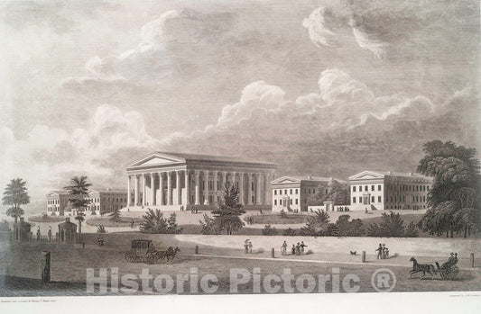 Art Print : 1835, Girard College for Orphans at Philadelphia. Penn. - Vintage Wall Art
