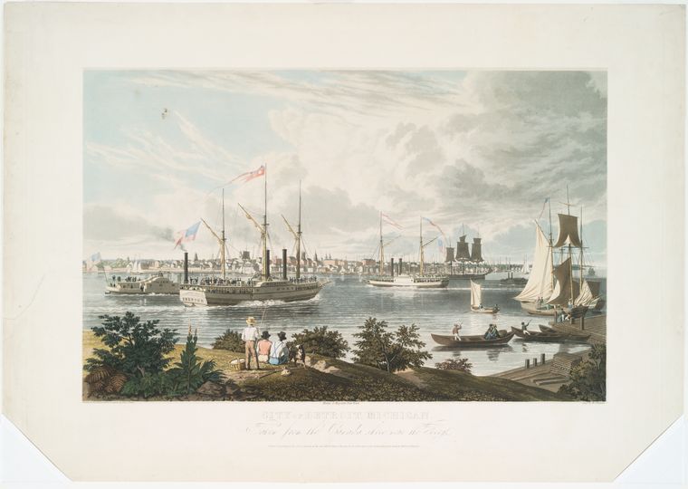 Art Print : 1837, City of Detroit, Michigan. Taken from The Canada Shore Near The Ferry. - Vintage Wall Art