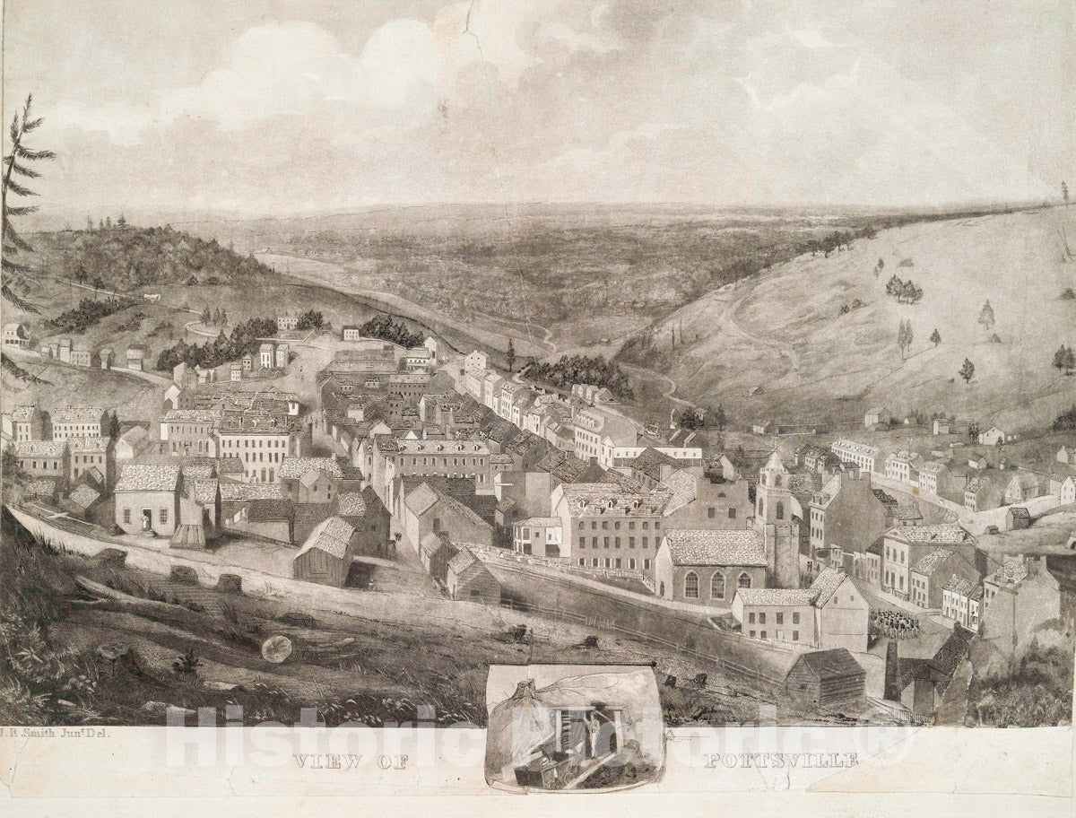 Art Print : View of Pottsville. - Vintage Wall Art