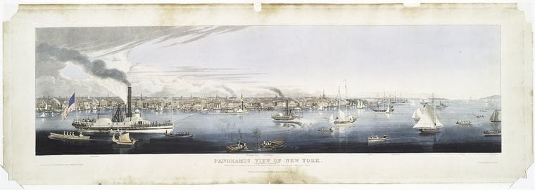 Art Print : 1840, Panoramic View of New York (Taken from The North River). - Vintage Wall Art