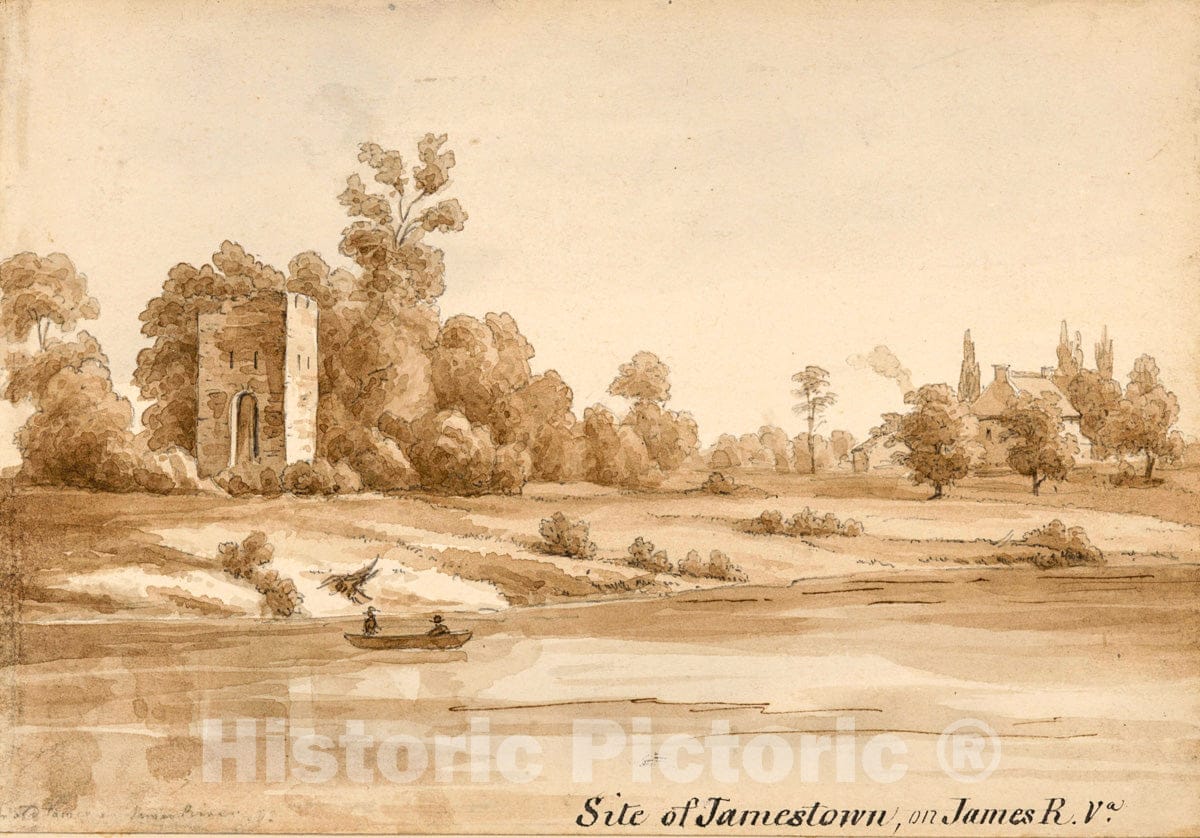 Art Print : 1845, Site of Jamestown, on James R. Va. - Vintage Wall Art