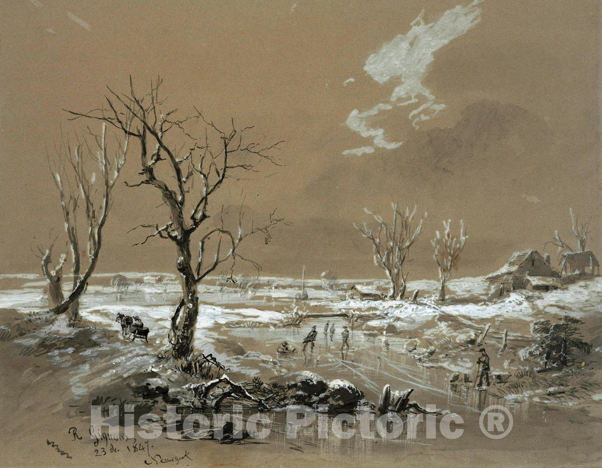 Art Print : 1847, Pond in Central Park, North of 59th Street. - Vintage Wall Art