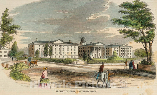 Art Print : 1851, Trinity College, Hartford, Conn. - Vintage Wall Art
