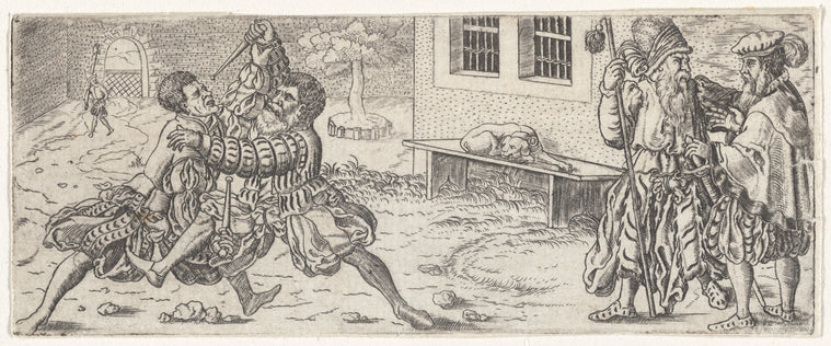 Art Print : Fencers, 1559 - Vintage Wall Art